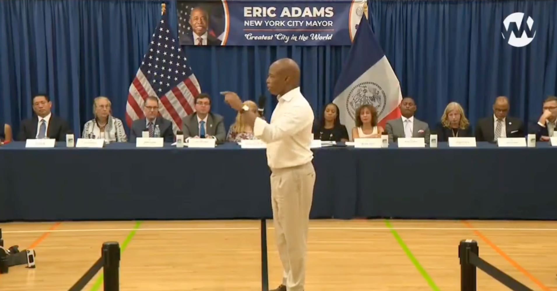 At a Wednesday evening Town Hall meeting on the city's affluent Upper West Side, Mayor Eric Adams complained about the massive influx of illegal immigrants into the city since last year. (@TPostMillennial / X)