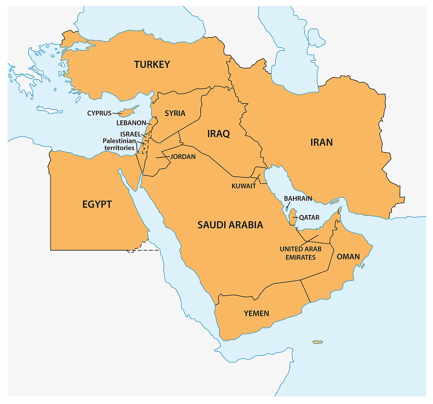 iran israel map