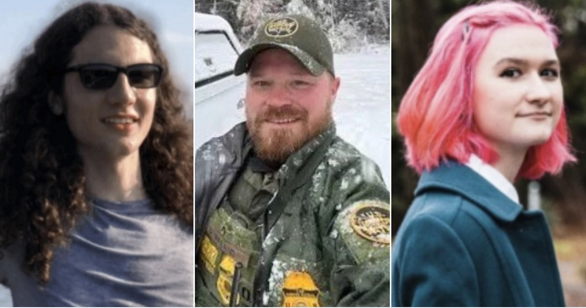 Reported cult member Felix Bauckholter, left; Border Patrol Agent David Maland, center; and reported cult member Theresa Youngblut, right.