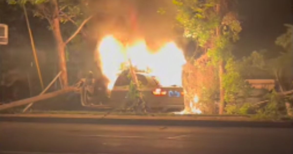 Larry Pickett Sr., father of West Point safety Larry Pickett Jr., captured the moment a car burst into flames shortly after the father and son pulled the driver out of the crashed vehicle on Saturday night in upstate New York.