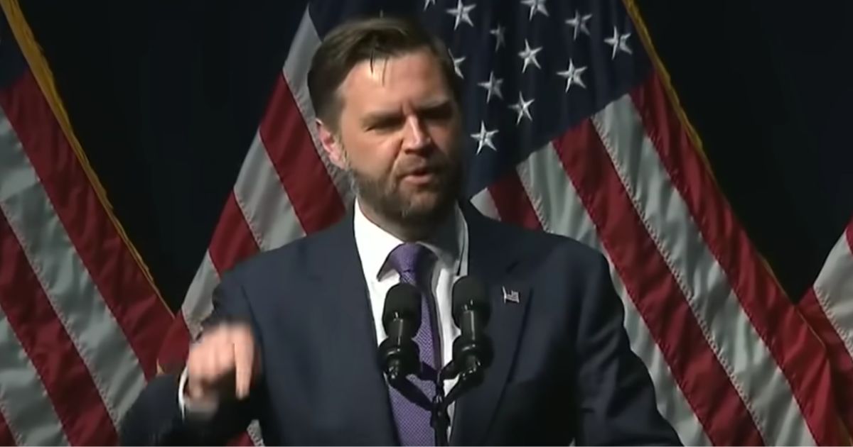 During a speech on Tuesday, Vice President J.D. Vance recounted a story of President Donald Trump pressing a button on the Resolute desk.