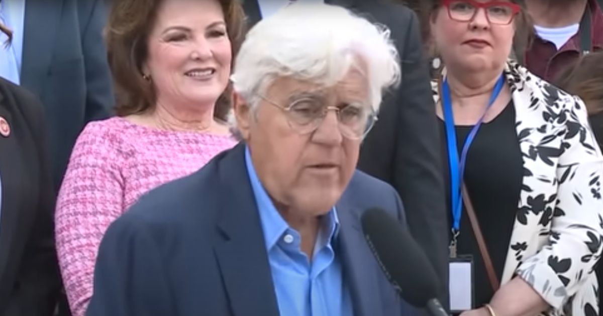 Comedian and car collector Jay Leno speaks to a gathering of classic car fans in Sacramento.
