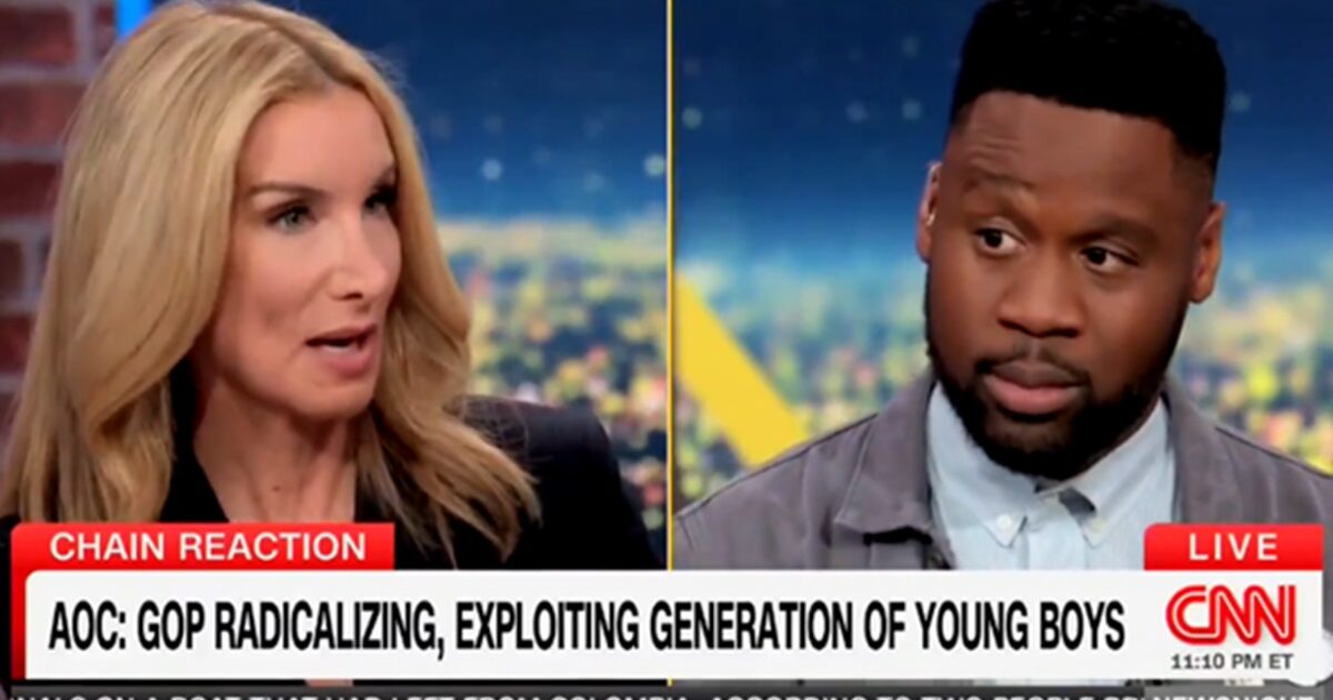 CNN discussion featuring two speakers debating the impact of political rhetoric on young boys, with a focus on AOC's comments about the GOP's influence.