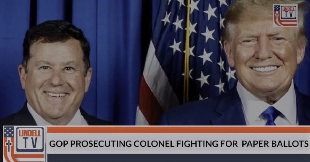 Donald Trump poses with a supporter, discussing the GOP's prosecution of a colonel advocating for paper ballots.