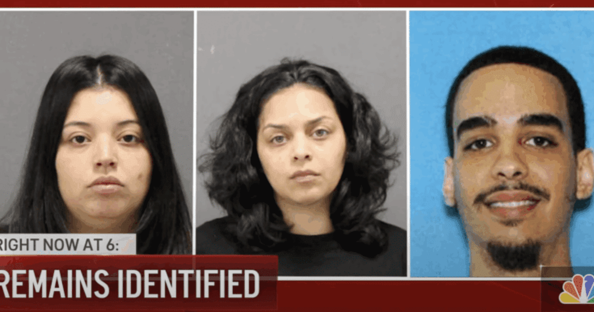 Mugshots of three individuals related to a recent crime investigation, with the headline "Remains Identified" prominently displayed.