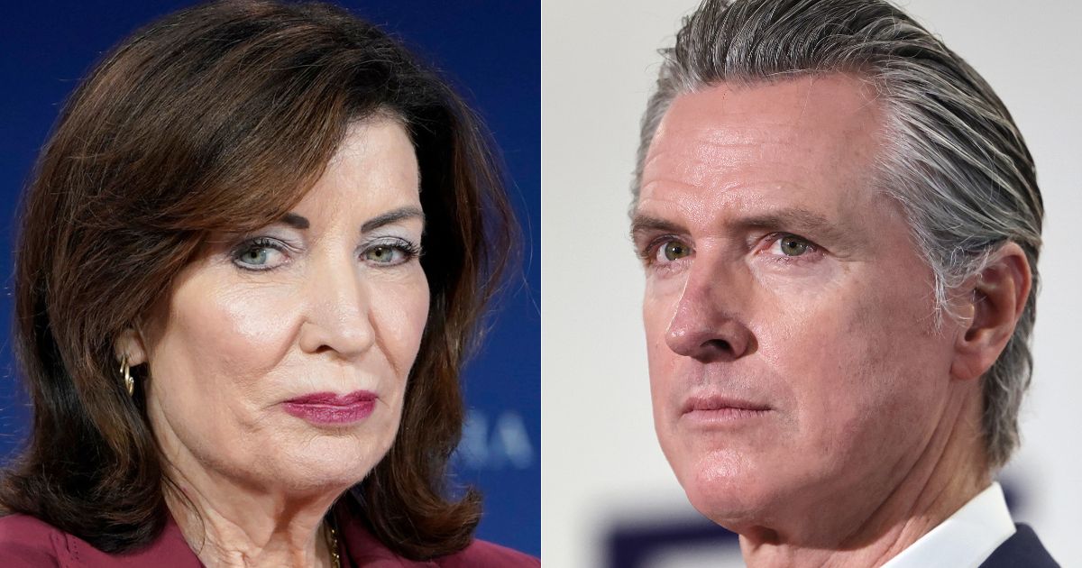 Fifteen Democratic governors - including Kathy Hochul, left, and Gavin Newsom, right - are creating an alliance to go against Health and Human Services Secretary Robert F. Kennedy Jr. and his policies.