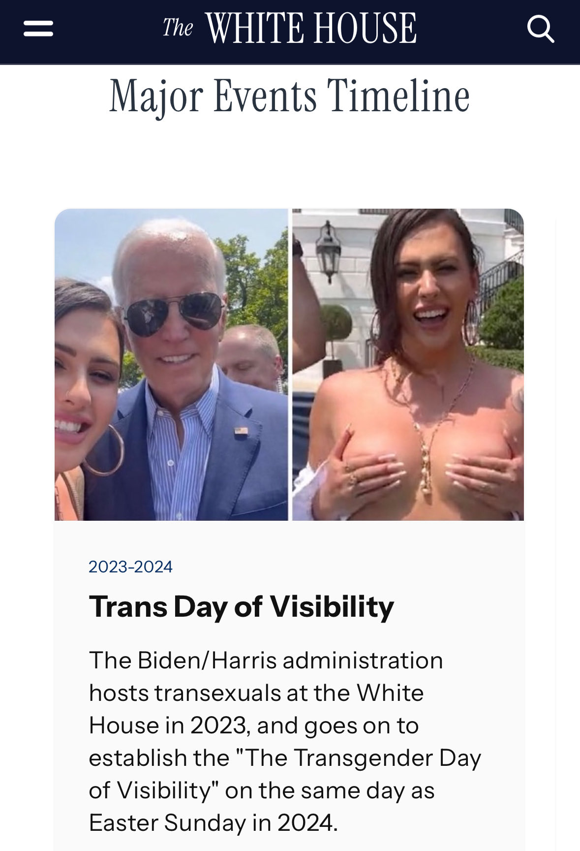 Image of President Biden with a supporter at the White House, highlighting the Trans Day of Visibility event in 2023 and its significance for the transgender community.