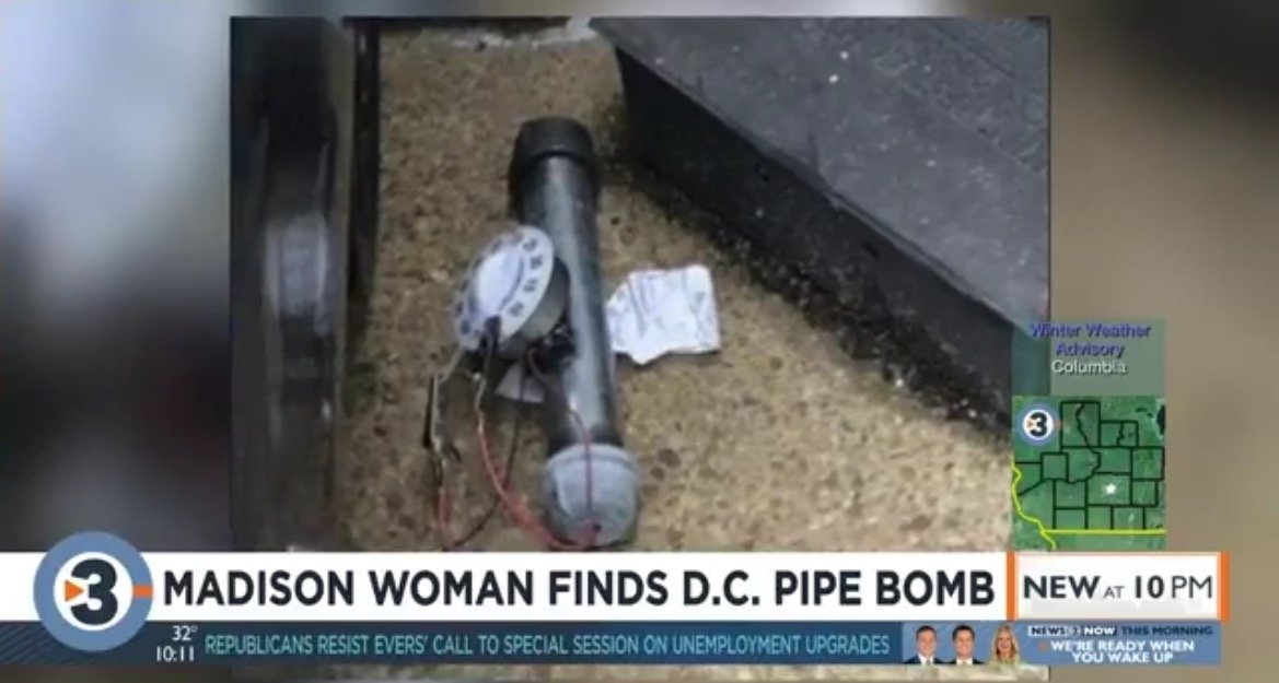 Pipe bomb discovered by a Madison woman in Washington D.C., highlighting concerns about public safety and security threats.