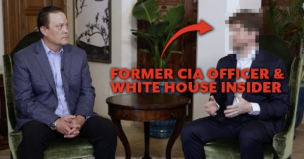Interview with a former CIA officer and White House insider discussing intelligence insights and experiences, seated in a stylish setting.