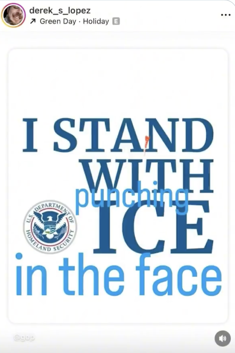 Graphic featuring bold text stating support for opposing ICE, incorporating the U.S. Department of Homeland Security logo.