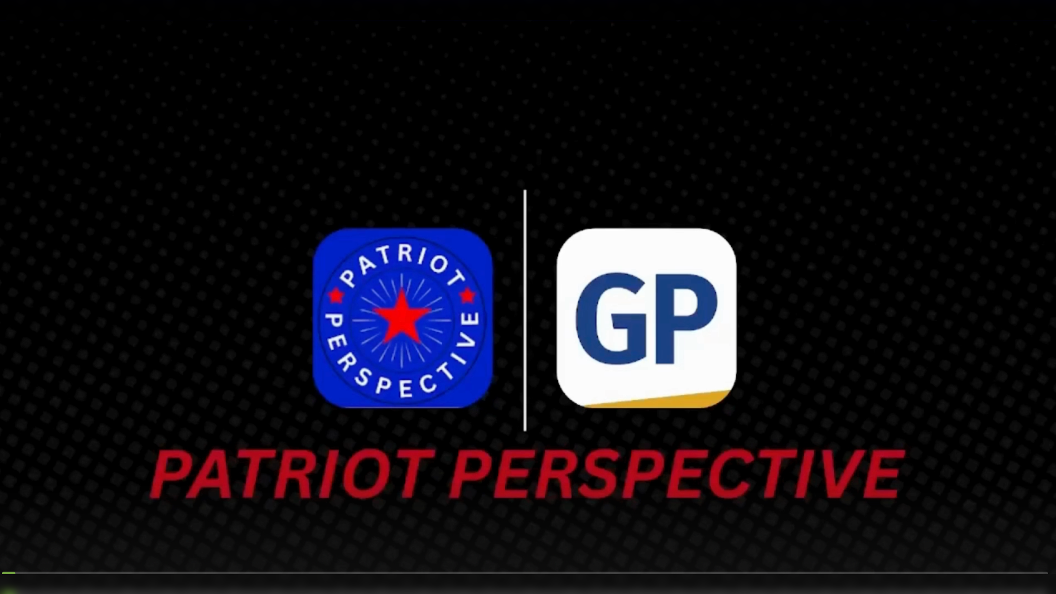 Logo design for Patriot Perspective and GP, featuring a blue star and bold typography on a textured black background.