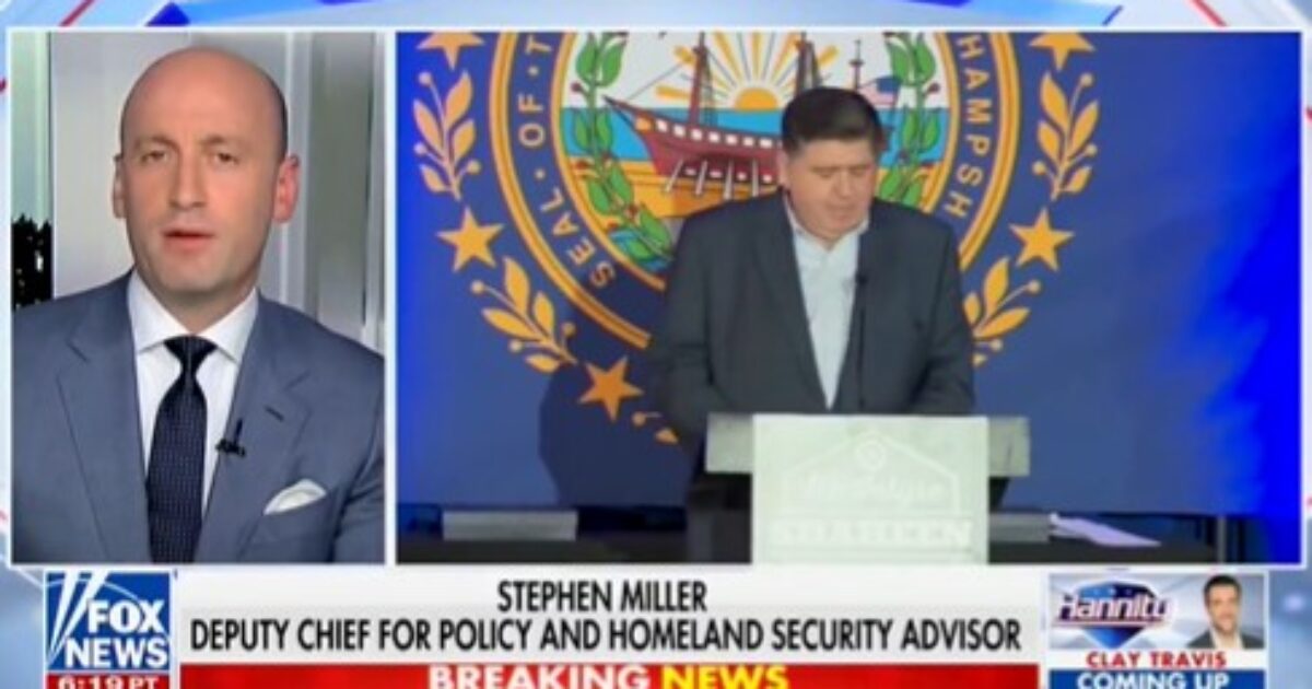 Stephen Miller discusses policy issues alongside an official at a press conference, with a focus on homeland security matters, during a Fox News broadcast.