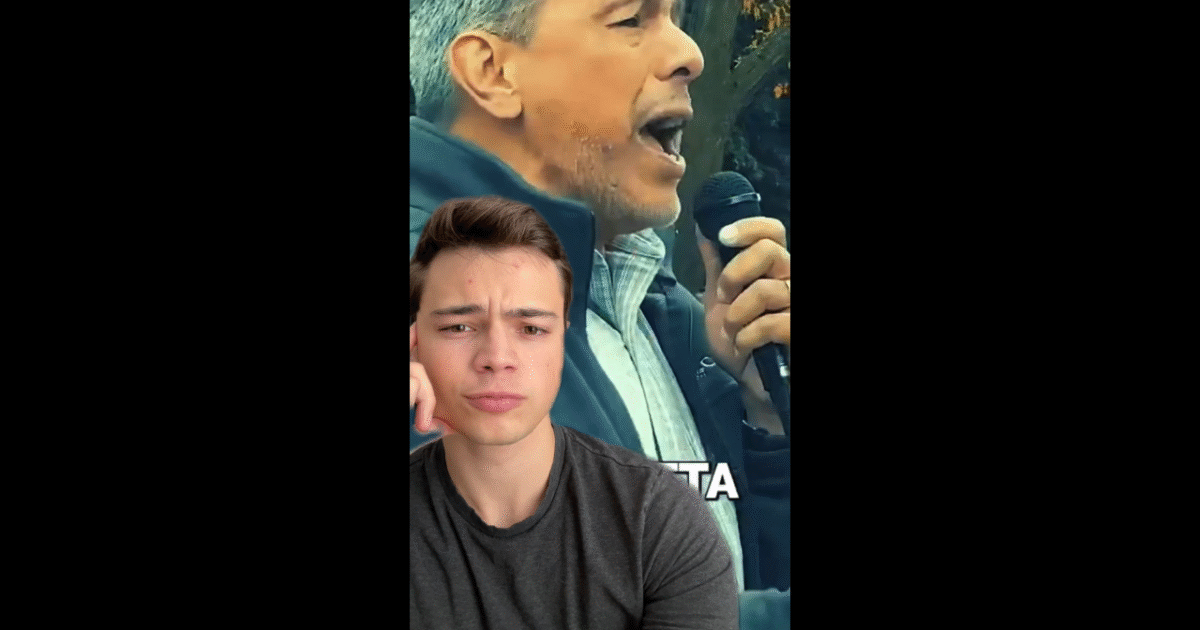 A man singing passionately into a microphone, with another young man looking thoughtfully in the foreground.