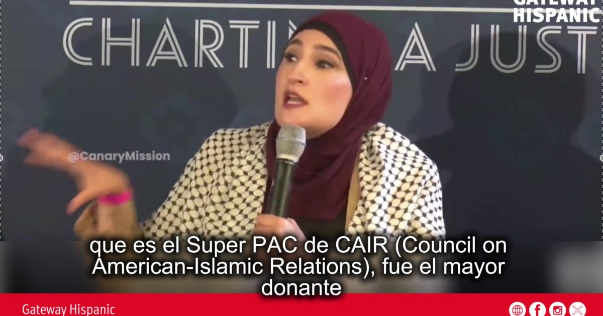 Speaker addressing an audience at an event, discussing the role of CAIR in political donations, with a focus on community engagement and activism.