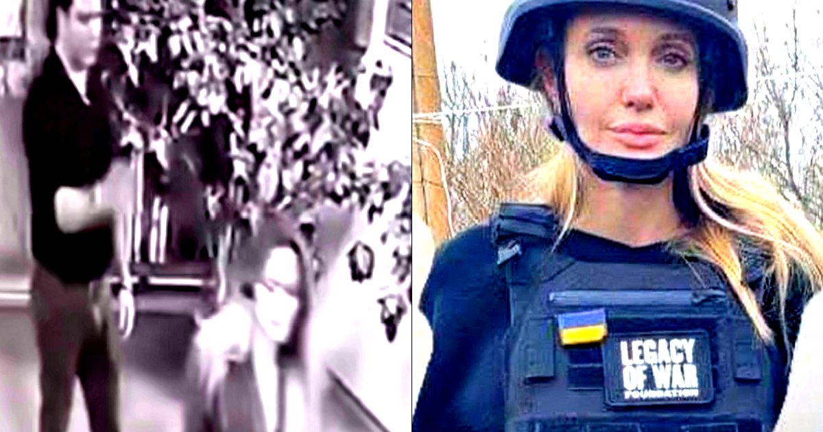 Image features two scenes: a man gesturing indoors and a woman in a tactical vest outdoors, emphasizing themes of conflict and humanitarian efforts.