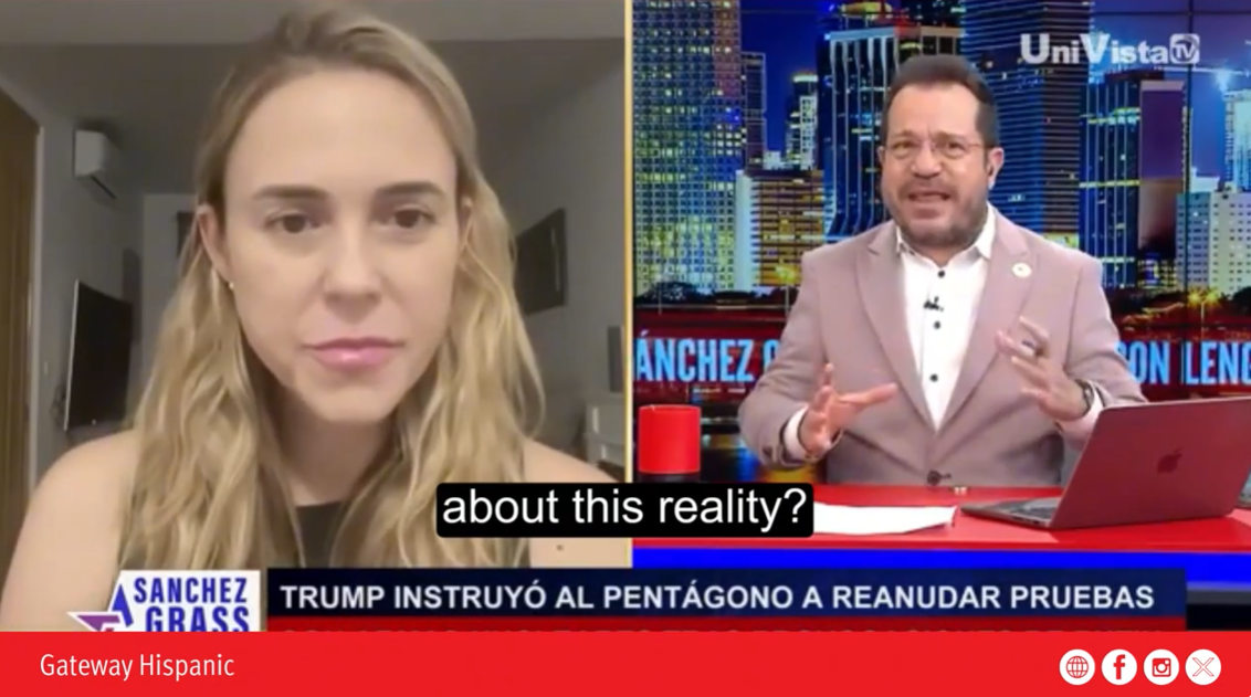 News segment featuring a discussion on Trump's instructions to the Pentagon, with a female guest and a male host, highlighting current political issues.