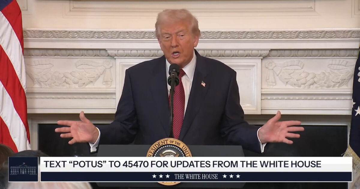 Former President Donald Trump delivers a speech at the White House, emphasizing communication updates and engagement with the public.
