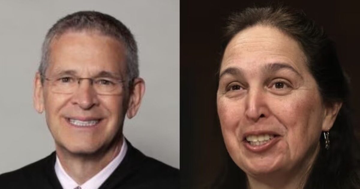 Portrait of two judges smiling, showcasing their professionalism and approachability in a legal context.