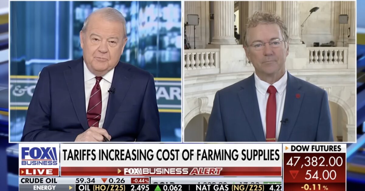 TV hosts discuss the impact of tariffs on farming supply costs during a live broadcast on Fox Business.