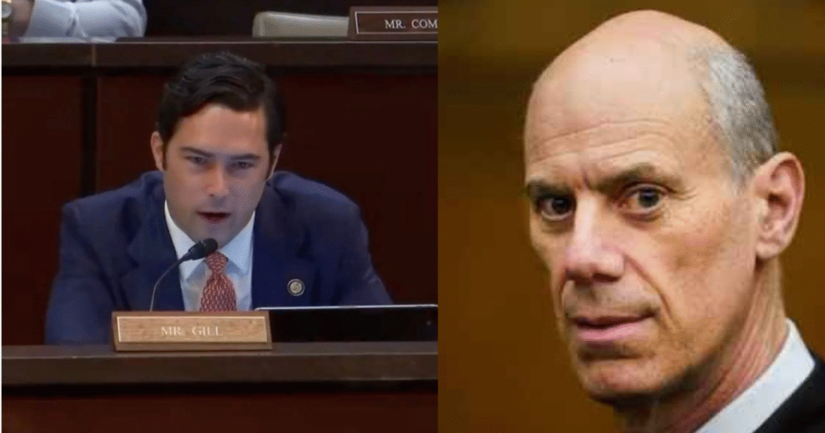 Two men engaged in a formal discussion during a congressional hearing, showcasing a blend of professionalism and focus in a legislative setting.